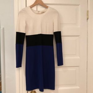 Long sleeved color block dress by Julie Brown